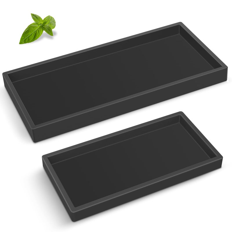 EG-SIPRO Bathroom Counter Tray EG-SIPRO High-Grade Thickened Silicone Bathroom Vanity Tray Shatterproof Durable Rectangle Bathroom Tray Soap Dispenser Tray for Bathroom Countertop - Image 1